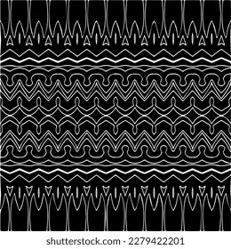 Vector geometric seamless pattern. Ornamental background with abstract shapes. Black and white texture. Abstract ornament background. Dark repeat design for decor, fabric, cloth.Abstraction art.