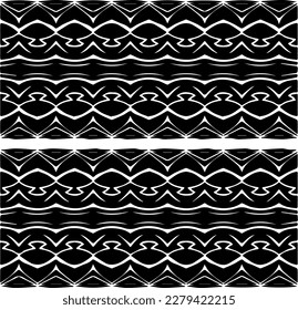 Vector geometric seamless pattern. Ornamental background with abstract shapes. Black and white texture. Abstract ornament background. Dark repeat design for decor, fabric, cloth.Abstraction art.