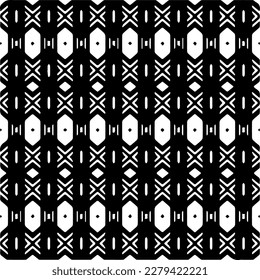 Vector geometric seamless pattern. Ornamental background with abstract shapes. Black and white texture. Abstract ornament background. Dark repeat design for decor, fabric, cloth.Abstraction art.