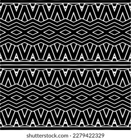 Vector geometric seamless pattern. Ornamental background with abstract shapes. Black and white texture. Abstract ornament background. Dark repeat design for decor, fabric, cloth.Abstraction art.