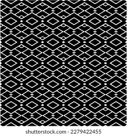 Vector geometric seamless pattern. Ornamental background with abstract shapes. Black and white texture. Abstract ornament background. Dark repeat design for decor, fabric, cloth.Abstraction art.