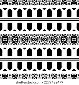 Vector geometric seamless pattern. Ornamental background with abstract shapes. Black and white texture. Abstract ornament background. Dark repeat design for decor, fabric, cloth.Abstraction art.