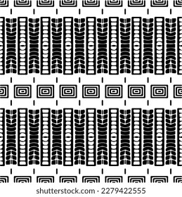 Vector geometric seamless pattern. Ornamental background with abstract shapes. Black and white texture. Abstract ornament background. Dark repeat design for decor, fabric, cloth.Abstraction art.