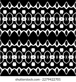 Vector geometric seamless pattern. Ornamental background with abstract shapes. Black and white texture. Abstract ornament background. Dark repeat design for decor, fabric, cloth.Abstraction art.