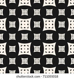 Vector geometric seamless pattern with perforated square shapes, pillows. Simple figures, curved lines. Abstract monochrome background texture, repeat tiles. Stylish design for prints, decor, fabric
