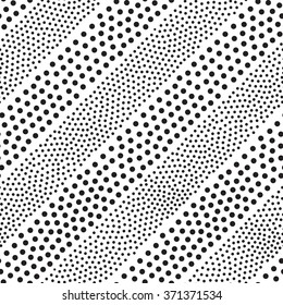 Vector geometric seamless pattern. Repeating abstract stripes gradation in black and white. Modern halftone lines design, pointillism