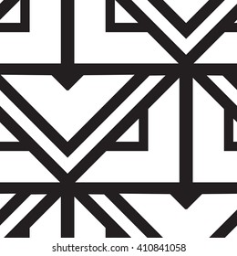 Vector geometric seamless pattern. Repeating abstract lines in black and white. Classical triangle flat texture, design 80s style