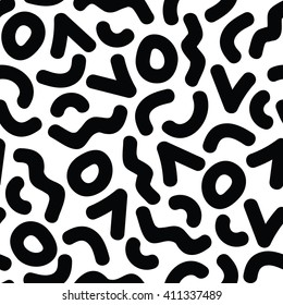 Vector geometric seamless pattern. Repeating abstract circles gradation in black and white. Modern halftone circle design, pointillism