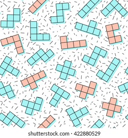 Vector geometric seamless pattern in retro memphis style. Abstract background. 