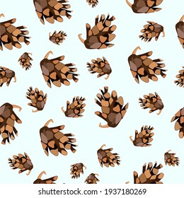 vector geometric seamless pattern in scandinavian style on light isolated background with big and small buds
