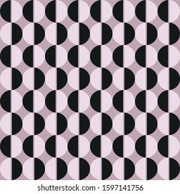 Vector geometric seamless pattern with semicircles in retro scandinavian style