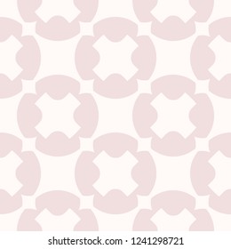 Vector geometric seamless pattern. Simple abstract texture with big crosses, circles. Subtle modern minimal background in light pink color. Cute repeatable design for decor, print, textile, wrapping