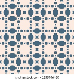 Vector geometric seamless pattern. Simple texture with small squares, dots, grid, lattice. Abstract repeat background in blue and beige colors. Minimal design for decor, wallpapers, textile, linens