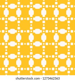 Vector geometric seamless pattern. Simple texture with small rounded squares, dots, grid, net. Abstract repeat background in yellow and white colors. Positive colorful minimal design for decor, print