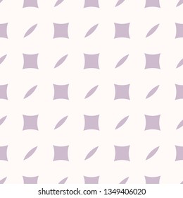Vector geometric seamless pattern. Simple abstract texture with squares, diagonal lines, strokes. Lilac and white color. Subtle minimal background. Elegant repeat design for decor, wallpapers, cloth