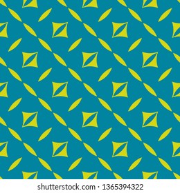 Vector geometric seamless pattern. Simple abstract colorful texture with small squares, diagonal lines, strokes. Bright turquoise and green color. Minimalist funky background. Modern repeated design