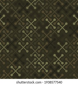 Vector geometric seamless pattern with simple cross shapes silhouettes