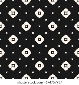 Vector geometric seamless pattern. Simple modern abstract geometrical background with smooth shapes, squares, rhombuses. Monochrome texture. Dark design for decor, fabric, covers, package, digital