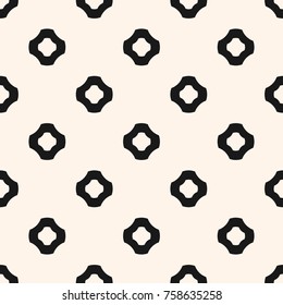 Vector geometric seamless pattern. Simple abstract minimalist background with floral shapes, perforated rounded crosses. Black and white repeat texture. Design for decor, textile, furniture, clothing 