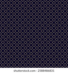 Vector geometric seamless pattern with small lines, dots, squares, grid. Simple minimal abstract black and gold ornament. Modern minimalist background texture. Repeating geo design for decor, print