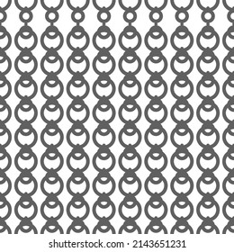 Vector. Geometric seamless pattern. Solid contour circles and dots connected to each other. Perforated background. Simple monochrome abstract pattern. Abstract pattern in the form of handcuffs.