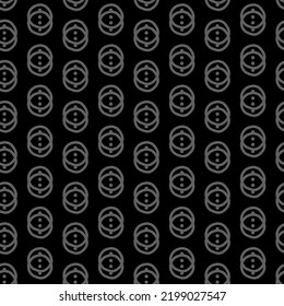 Vector. Geometric seamless pattern. Solid contour circles and dots connected to each other. Perforated background. Simple monochrome contrast pattern. Abstract pattern with simple geometric shapes.