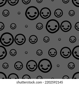 Vector. Geometric seamless pattern. Solid contour circles and dots connected to each other. Perforated background. Simple monochrome contrast pattern. Abstract pattern with simple geometric shapes.