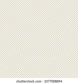 Vector geometric seamless pattern with square tiles, diagonal lines, stripes. Subtle abstract art deco texture. Delicate white and beige background. Simple design for prints, textile, decor, fabric