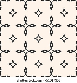 Vector geometric seamless pattern with square grid, lattice, chains, diamond shapes. Simple black and white ornamental texture. Abstract monochrome background. Repeat graphic design for decor, prints 