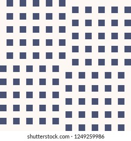 Vector geometric seamless pattern with squares, repeat tiles. Abstract dark blue and white checkered texture. Simple minimalist background. Repeatable design for decor, fabric, wallpapers, furniture