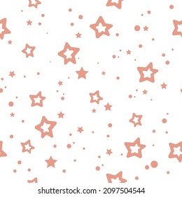 vector geometric seamless pattern of stars on isolated background, cute childish pattern with hand drawn stars