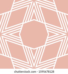 Vector geometric seamless pattern. Stylish linear background with lines, stripes, grid, net, lattice. Abstract pink and white texture. Modern ornamental repeat design for decor, print, textile, cloth