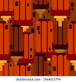 vector geometric seamless pattern with stylized flower buds in orange shades, geometric patterns