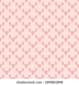 Vector geometric seamless pattern. Texture of textile, fabric, cloth, jacquard. Pink color. Simple abstract ornamental background. Subtle repeat tileable design for print, decoration, wallpaper, linen