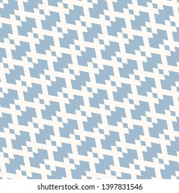 Vector geometric seamless pattern in traditional ethnic style. Tribal folk motif. Blue and white ornament texture with small rhombuses, diamonds, diagonal grid. Abstract background. Repeat design