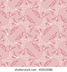 Vector geometric seamless pattern with tree branches. Allover print with floral motifs. Endless pattern with floral branches.