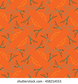 Vector geometric seamless pattern with tree branches.Endless pattern with floral branches.