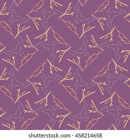 Vector geometric seamless pattern with tree branches. Endless pattern with floral branches.