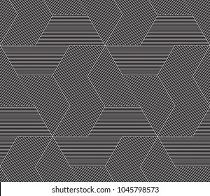 Vector geometric seamless pattern. Universal repeating abstract shape in black and white. Modern universal background design
