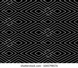 Vector geometric seamless pattern. Universal repeating abstract shape in black and white. Modern universal background design