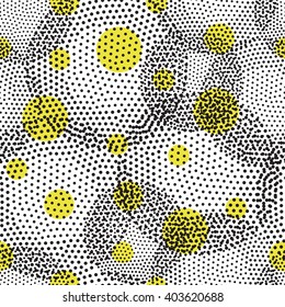 Vector geometric seamless pattern. Universal Repeating abstract circles figure in black and white. Modern halftone circle design, pointillism