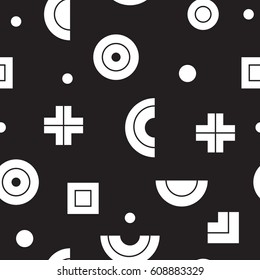 Vector geometric seamless pattern. Universal Repeating abstract circles figure in black white. Modern halftone circle design, pointillism