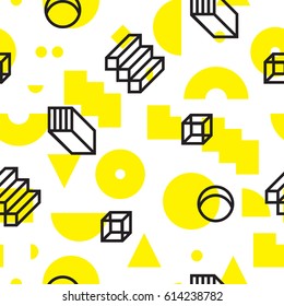 Vector geometric seamless pattern. Universal Repeating abstract circles figure in black white yellow. Modern halftone circle design, pointillism