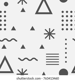 Vector geometric seamless pattern. Universal Repeating abstract shapes. Modern  design, memphis style