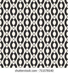 Vector geometric seamless pattern with vertical chains, smooth geometrical shapes, ovals. Stylish abstract monochrome background. Repeat design for decoration, fabric, textile, cloth, upholstery