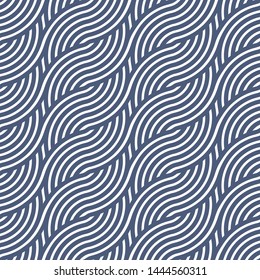 Vector geometric seamless pattern with wavy linear repeating.