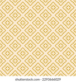 Vector geometric seamless pattern. Winter Christmas theme abstract graphic background. Simple folk style texture. Ethnic style ornament. Yellow color. Repeat vintage geo design for decor, print, wrap