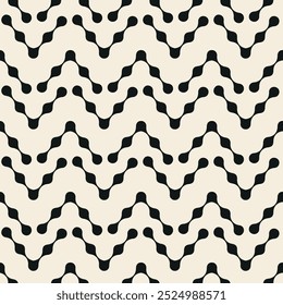 Vector geometric seamless pattern with zigzag dotted elements