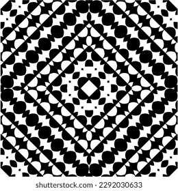 Vector geometric seamless pattern.Black and white texture. 