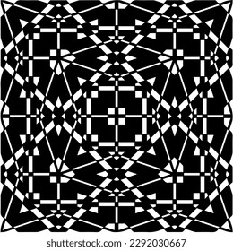 Vector geometric seamless pattern.Black and white texture. 